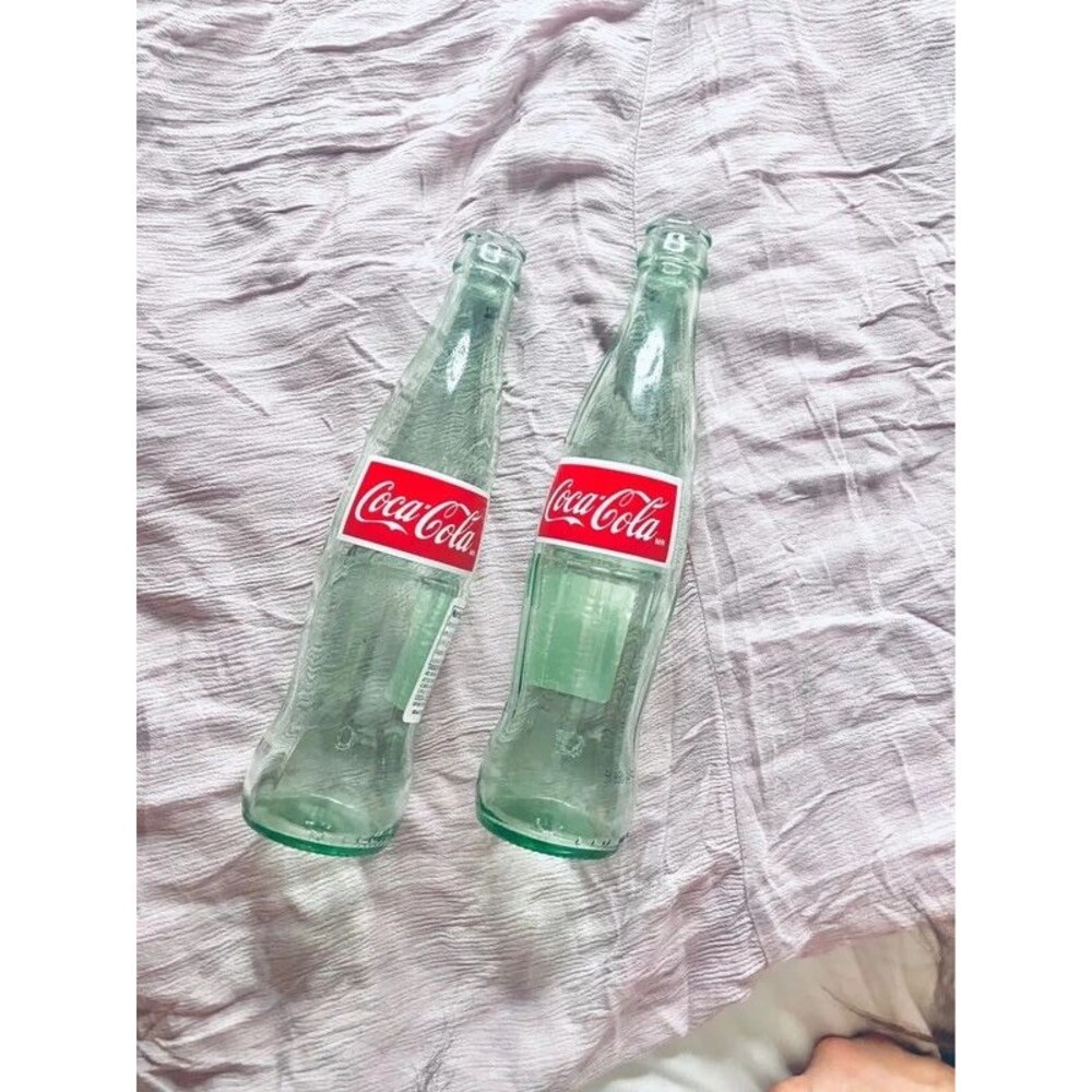 2 Coca-Cola Mexico Glass Coke Bottles 12 oz 355mL Collectible